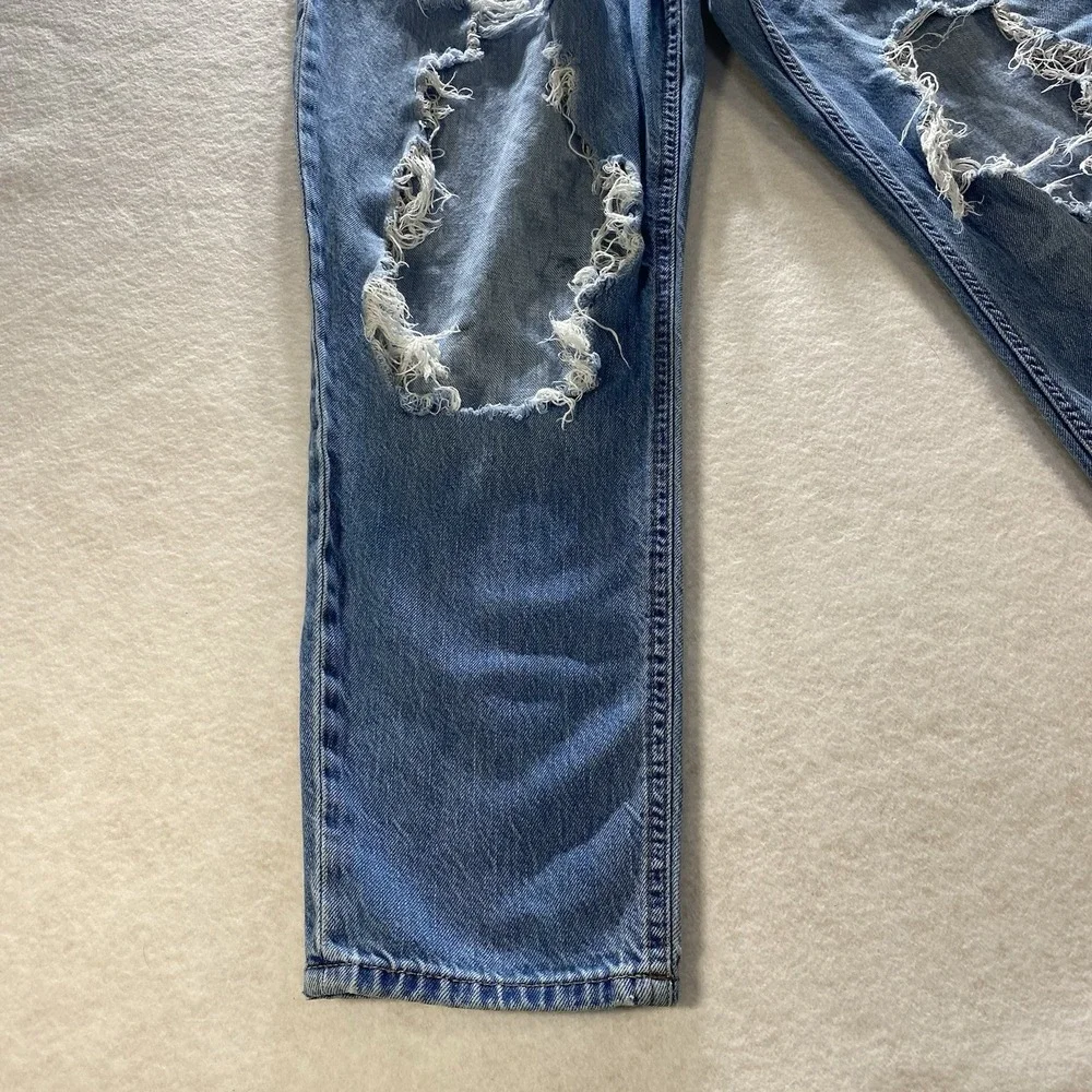 Aeropostale Womens Jeans Blue Denim Mom Jean Distressed Destroyed Cotton 10